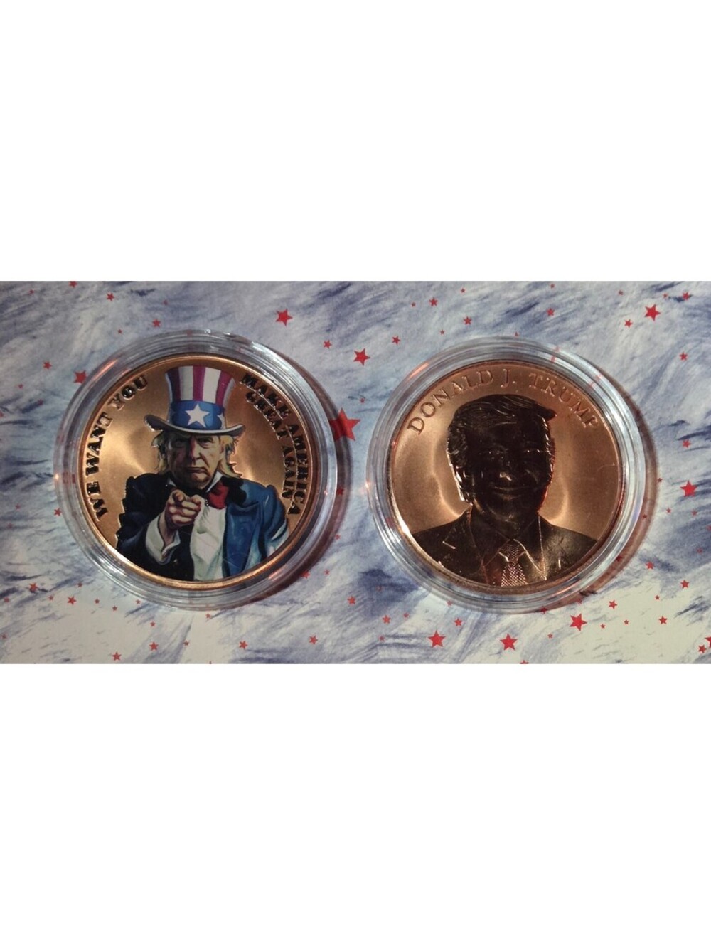 LOT of 2 TRUMP WE WANT YOU & President DJT 1oz 999 Fine Copper Color NEW Capsule